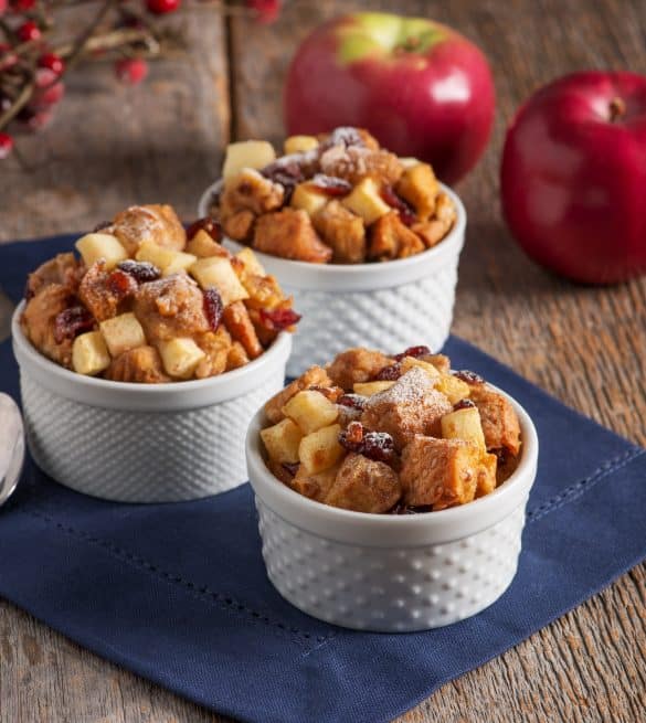 apple cranberry bread pudding cups